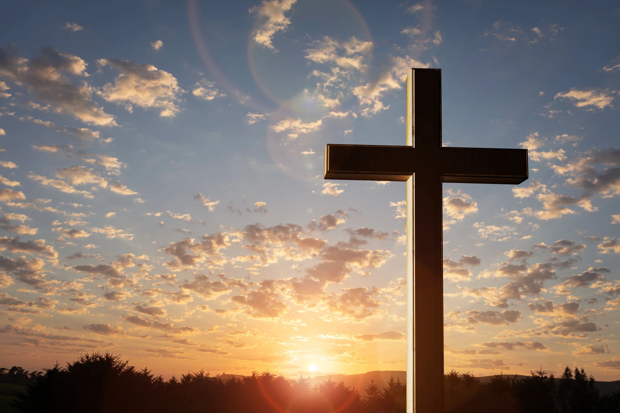 Crucifix cross at sunset