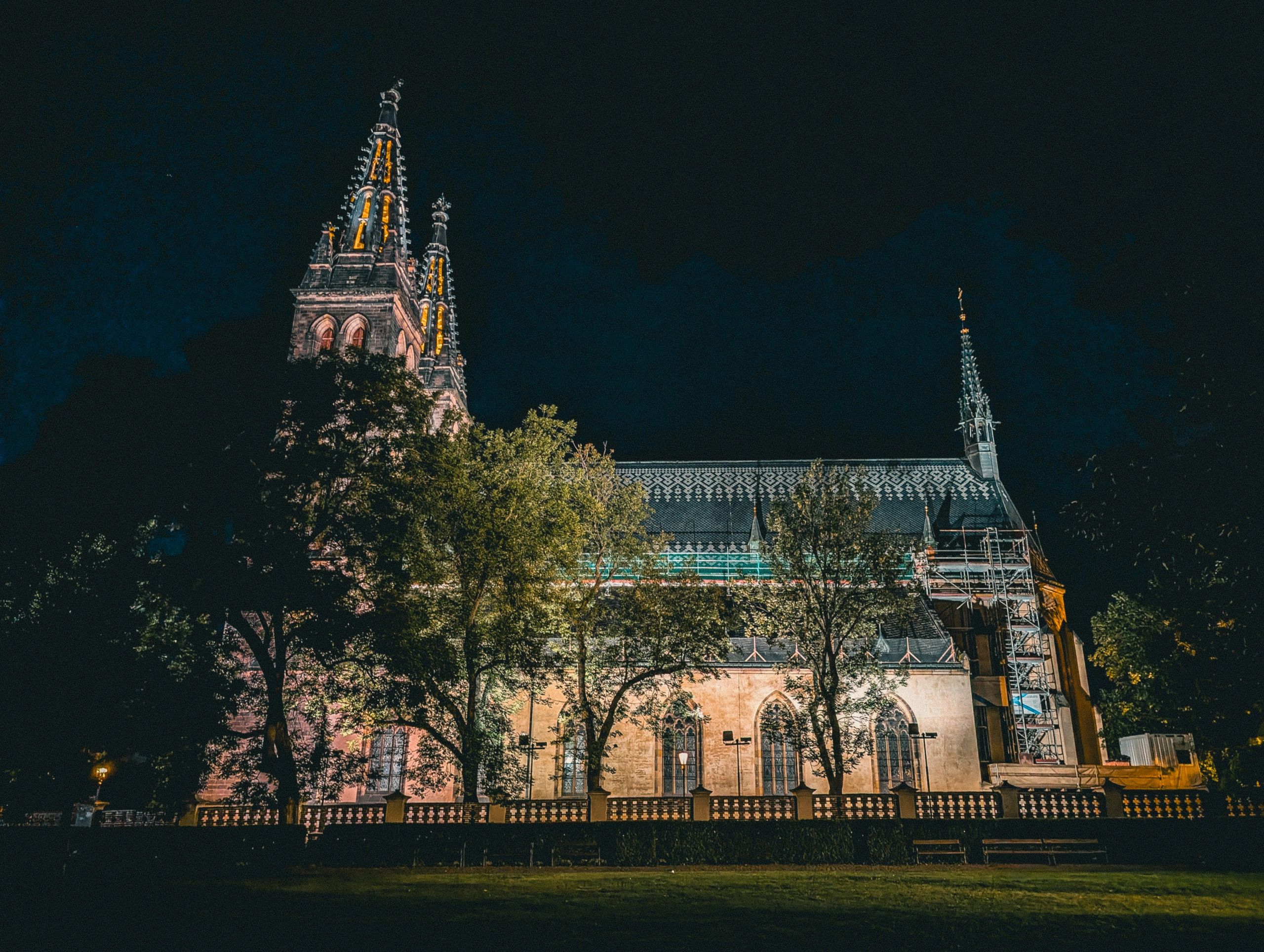 Night-lit cathedral for Midnight Hour prayer broadcast