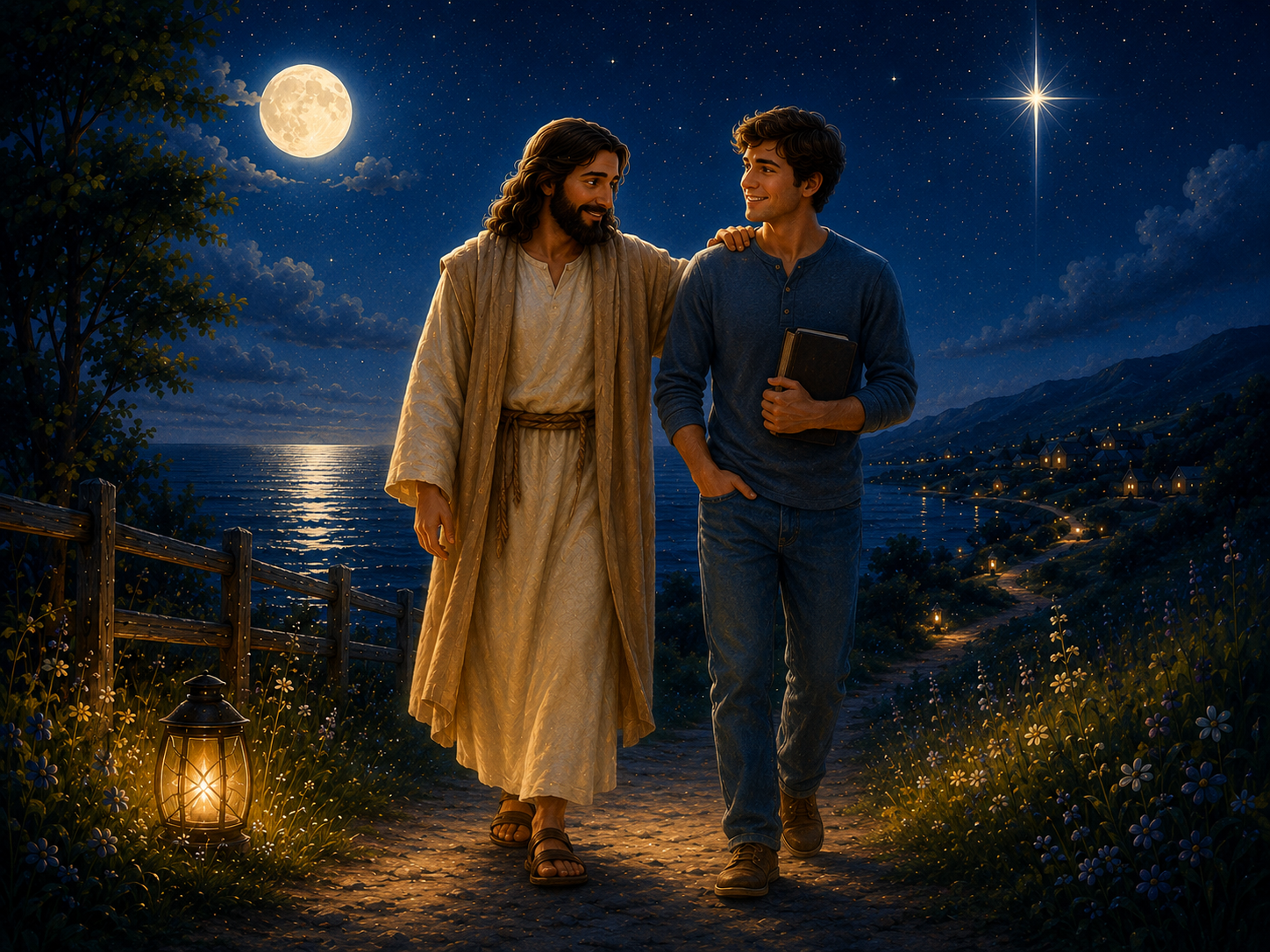 A peaceful night walk with Jesus